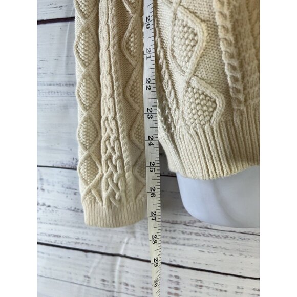 RALPH LAUREN Ivory Cable Knit Women Sweater 3/4 Zip Size XL Academia Preppy - Picture 6 of 11